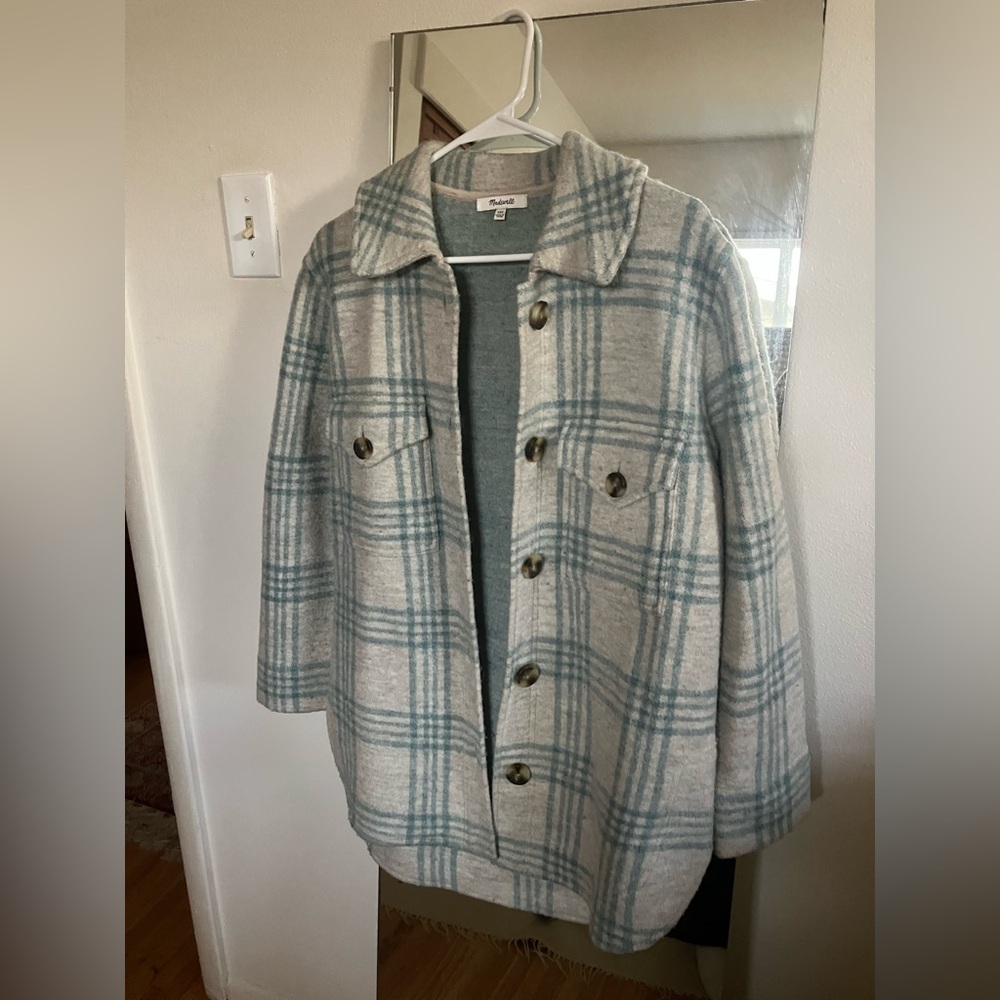 Madewell Plaid Utility Jacket in Gray and Blue